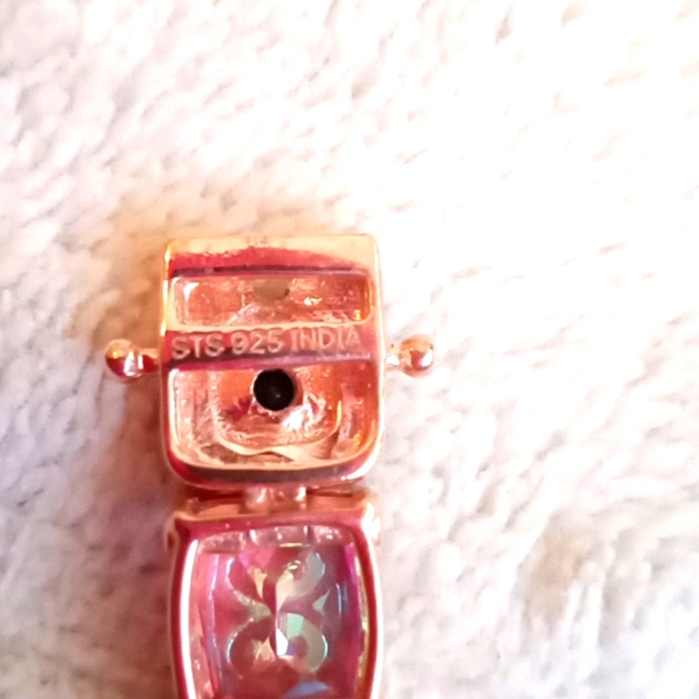 MYSTIC PINK TOPAZ AND BLACK ONYX FLORAL BRACELET - Picture 8 of 8